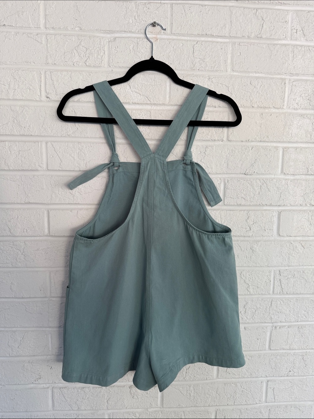 Anrabess Cyan Tie Knot Straps with Front Pockets Romper in Sage Green Size Smal - Picture 5 of 14